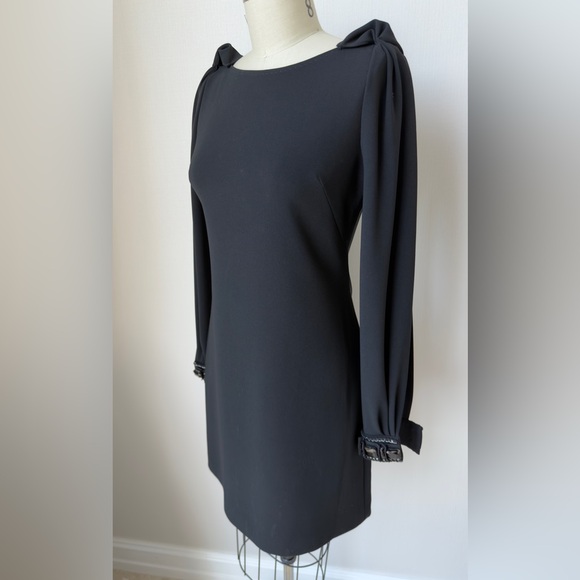 Elie Tahari Dresses & Skirts - Vintage Elie Tahari Black Long Sleeve Dress with Embellished Cuffs Size 4